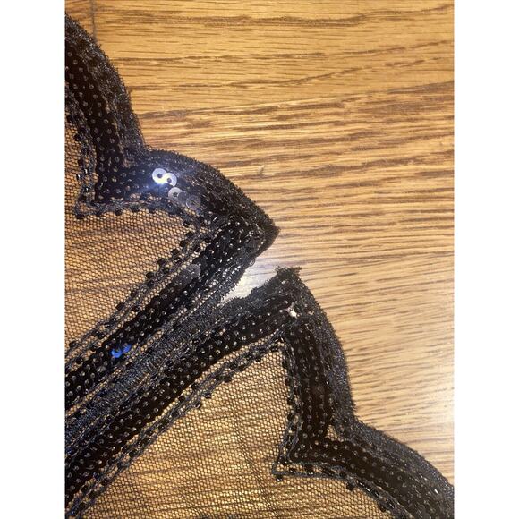 Vintage Sequin Black Poncho Butterfly Teardrop Womens Cropped Art Deco Scalloped - Picture 11 of 16